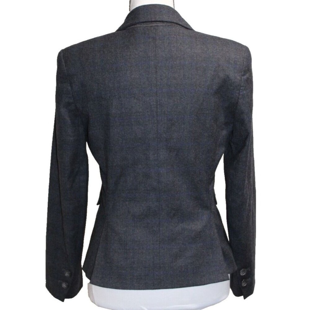 Theory Coat Womens 2 Button Up Blend Wool Blazer Gray Plaid Made USA Pockets 6 - Picture 2 of 6